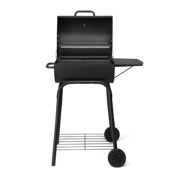 Charcoal Grills Outdoor BBQ Grill, Barrel Charcoal Grill with Side Table and Wheels, for Outdoor Backyard Camping Picnics Patio and Parties