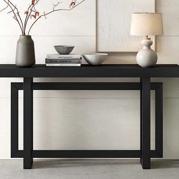 Contemporary Console Table with Wood Top, Extra Long Entryway Table for Entryway, Hallway, Living Room, Foyer, Corridor