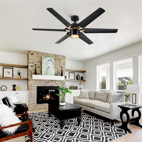 Modern 60" Integrated LED Light Ceiling Fan with Remote Control