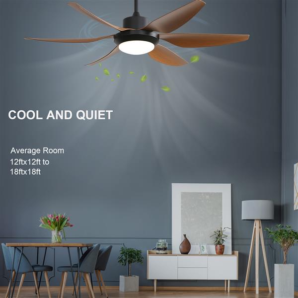 54 Inch Indoor Ceiling Fan With Dimmable Led Light ABS Blades Remote Control Reversible DC Motor For Living Room