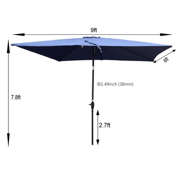 6 x 9ft  Patio Umbrella Outdoor  Waterproof Umbrella with Crank and Push Button Tilt without flap for Garden Backyard Pool  Swimming Pool Market