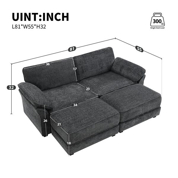 [VIDEO provided] [New] Free Combination Modular Convertible Sectional Sofa Bed Set, 4 Seat Upholstered Sleeper Corner Couch, Deep-Seat Loveseat with for Living Room, Office, Apartment,2 Colors