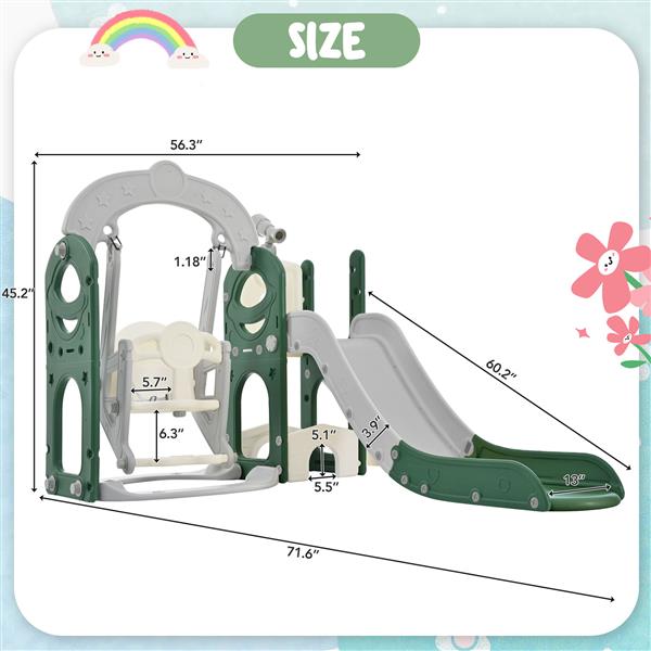 Toddler Slide and Swing Set 5 in 1, Kids Playground Climber Slide Playset with Telescope,  Combination for Babies Indoor & Outdoor