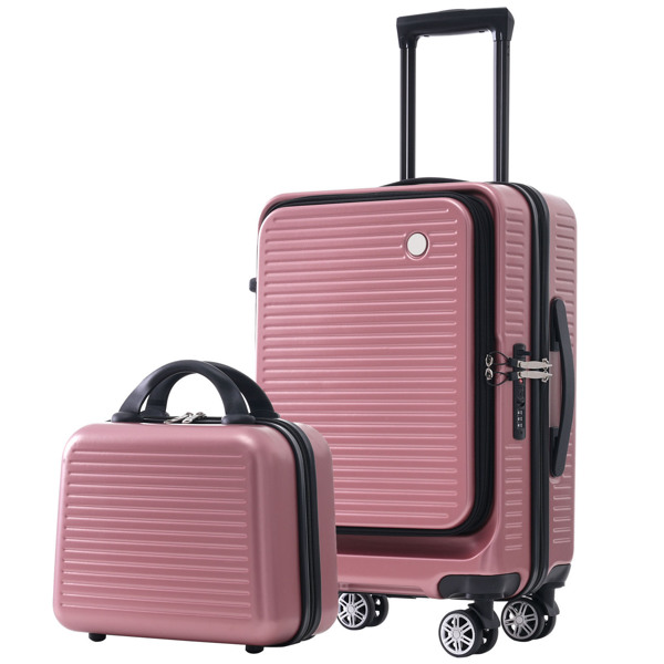 Carry-on Luggage 20 Inch Front Open Luggage Lightweight Suitcase with Front Pocket and USB Port, 1 Portable Carrying Case