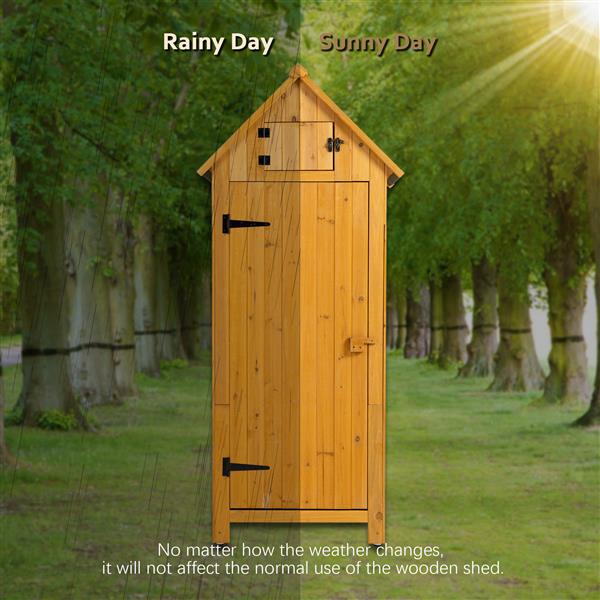 30.3"L X 21.3"W X 70.5"H Outdoor Storage Cabinet Tool Shed Wooden Garden Shed  Natural