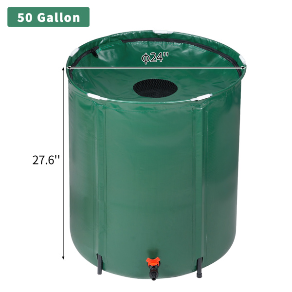 50 Gallon Folding Rain Barrel Water Collector Green