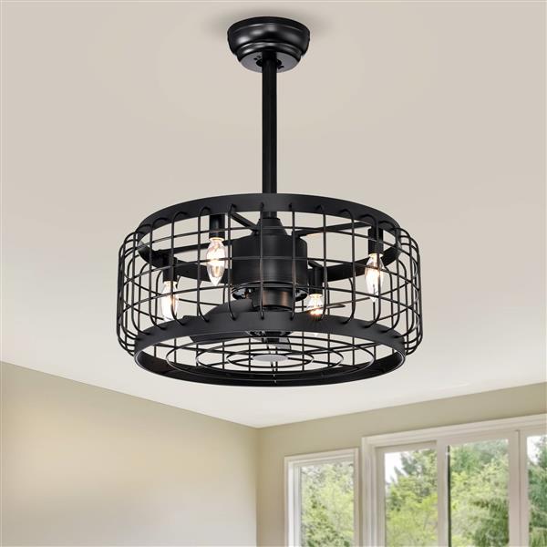 20.24" Caged Ceiling Fan with  Remote Control,Timer, 3 Speeds Indoor Ceiling Fan for Farmhouse, Bedroom Living Room(No include Bulbs)