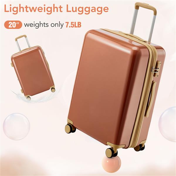 Hardshell PC Luggage Sets 3 Piece Spinner 8 wheels Suitcase with TSA Lock Lightweight 20''24''28''