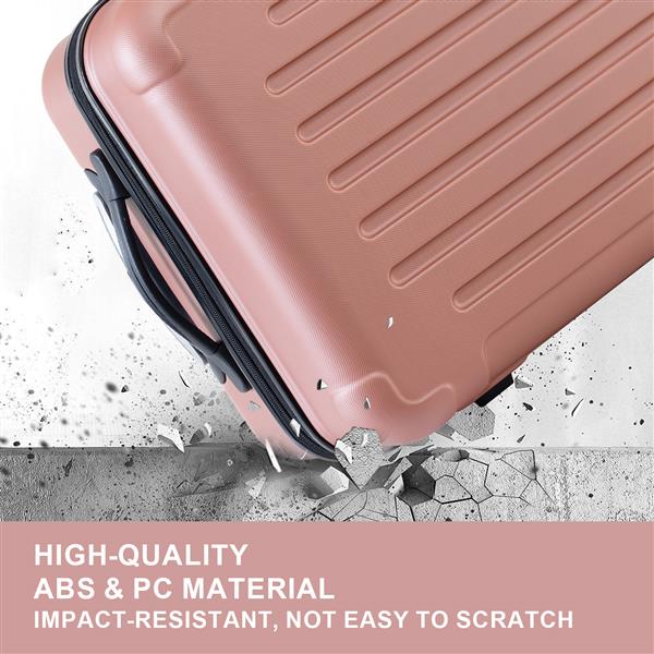 Luggage Sets ABS+PC Hardshell 3pcs Clearance Luggage Hardside Lightweight Durable Suitcase sets Spinner Wheels Suitcase with TSA Lock (20/24/28),ROSEGOLD