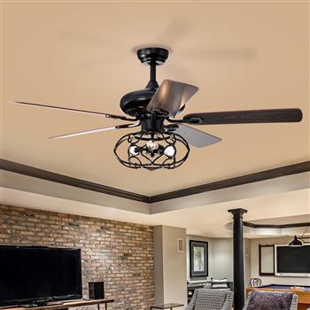 Low Profile Ceiling Fan with Lights(no include bulb),Blade Dark Wood  52-inch Ceiling Fan (Optional Remote&2 Color Option Blades)