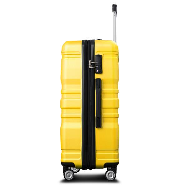 Luggage Sets New Model Expandable ABS Hardshell 3pcs Clearance Luggage Hardside Lightweight Durable Suitcase sets Spinner Wheels Suitcase with TSA Lock 20''24''28''(Yellow)