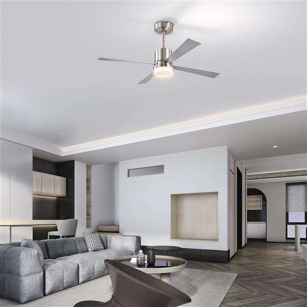 48'' Ceiling Fans with Lights and Remote,  Low Profile Ceiling Fan( Flush Mount & Hang) 2 installation methods, 3000K-6500K Dimmable  LED Fan Light, White Modern Ceiling Fans with Lights for