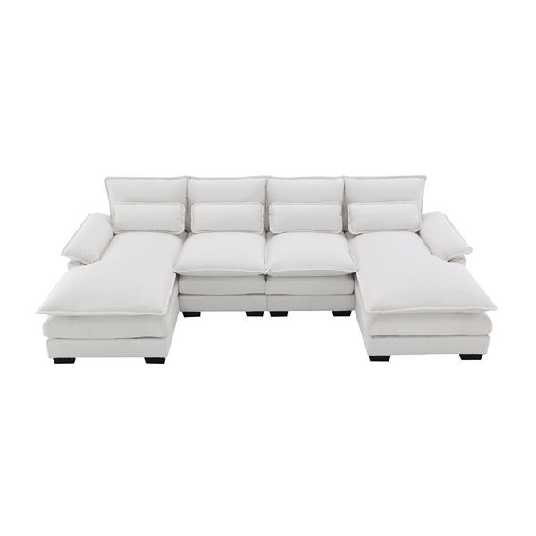 [VIDEO provided][New]109.8*55.9" Modern U-shaped Sectional Sofa with Waist Pillows,6-seat Upholstered Symmetrical Sofa Furniture,Sleeper Sofa Couch with Chaise Lounge for Living Room,Apartment,5 Color