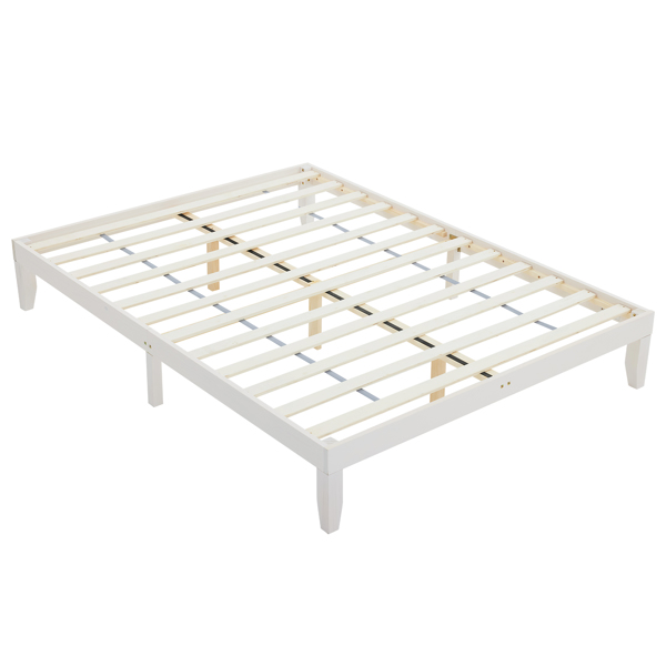 Basic bed frame Painted pine wood Washed white Full 189*136*30.5cm Wooden bed Single bed