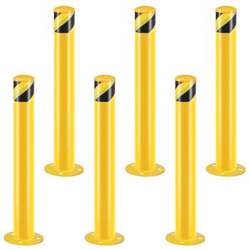 Safety Bollard Post, 36 Inch Height Steel Bollards, 3.5 Inch Diameter Parking Bollard, Yellow Powder Coated Safety Parking Barrier Post, for Traffic Sensitive Areas,6PCS