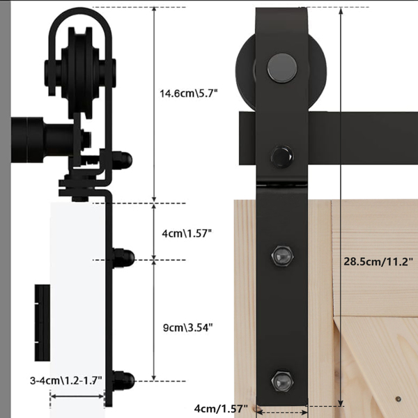 60" Bi-Folding Sliding Barn Door Hardware Kit for 2 Doors,Smoothly&Quietly,Black Track J Shape Roller-[Doors not Included]