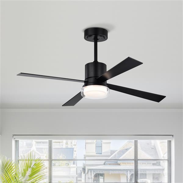 48'' Ceiling Fans with Lights and Remote,  Low Profile Ceiling Fan Flush Mount & Hang, 3000K-6500K Dimmable  LED Fan Light, White Modern Ceiling Fans with Lights for Bedroom