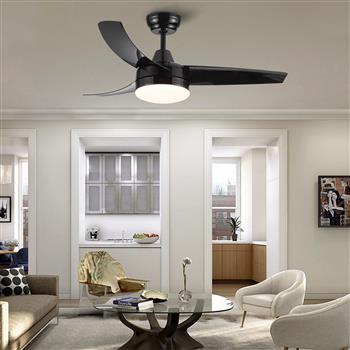 Matte Black Ceiling Fan with Integrated LED Light