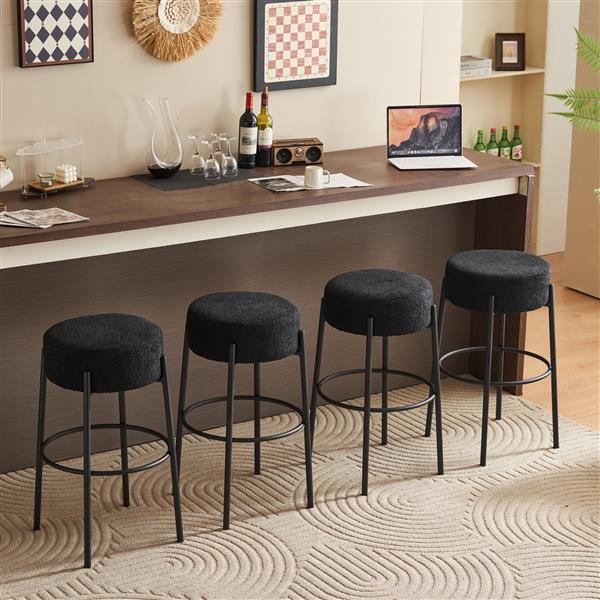 30" Tall, Round High Bar Stools, Set of 2 - Contemporary upholstered dining stools for kitchens, coffee shops and bar stores - Includes sturdy hardware support legs