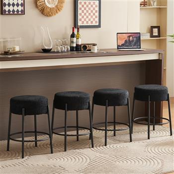 24\\" Tall, Round Bar Stools, Set of 2 - Contemporary upholstered dining stools for kitchens, coffee shops and bar stores - Includes sturdy hardware support legs