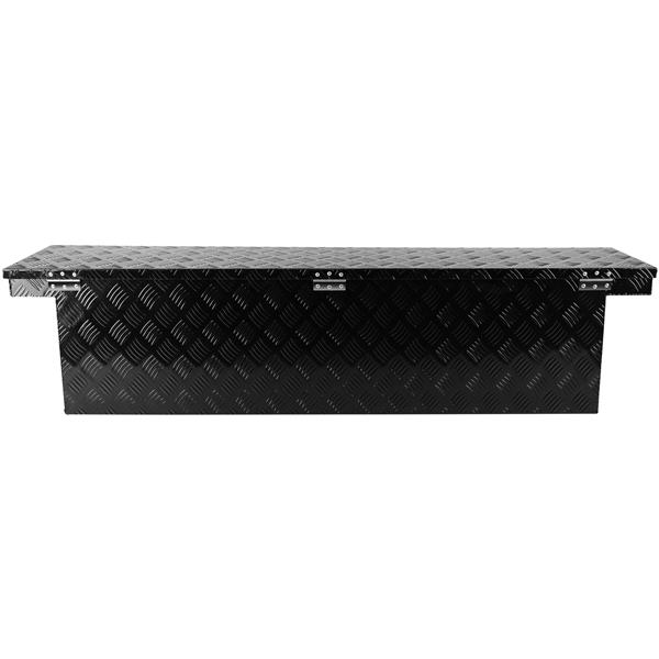 60.2"(L) x 12.2"(W) x 14.4"(H) Pickup Truck Bed Tool Box Trailer Tool Box for Bed of Truck,Aluminum Stripes Toolbox for Truck RV Tralier,Chrome Latch,Black Surface