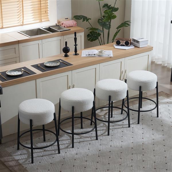 24" Tall, Round Bar Stools, Set of 2 - Contemporary upholstered dining stools for kitchens, coffee shops and bar stores - Includes sturdy hardware support legs