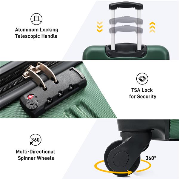 3 Piece Luggage Set Hardside Spinner Suitcase with TSA Lock 20" 24" 28" Available