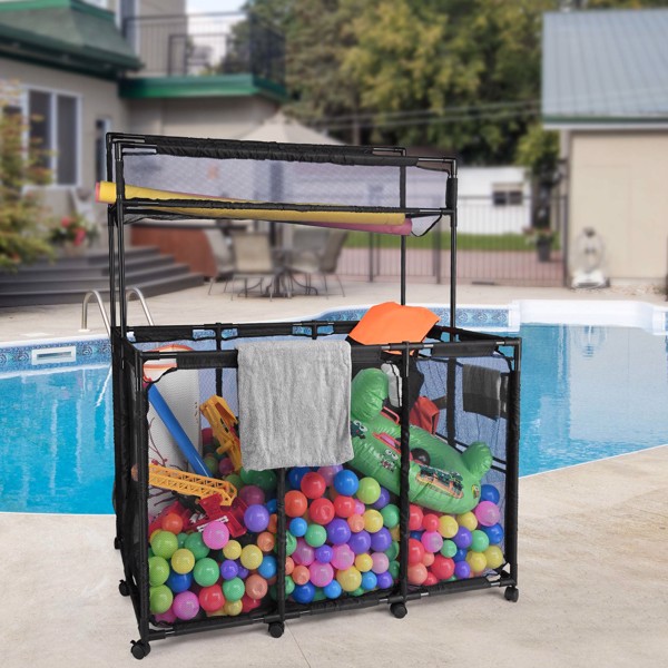 Pool Storage Bin，Pool hanging storage bag，Holder for Noodles, Toys, Floats, Towels, Mesh Organizer for Swimming Equipments（No shipments on weekends）