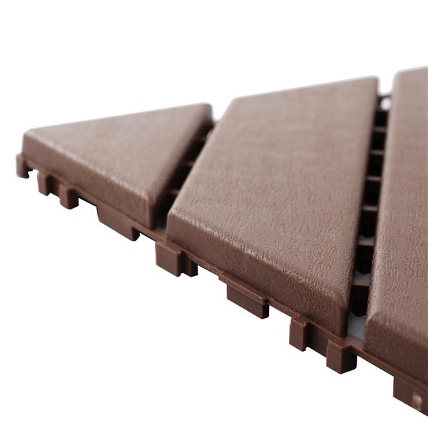 Plastic Interlocking Deck Tiles,44 Pack Patio Deck Tiles,12"x12" Square Waterproof Outdoor All Weather Use, Patio Decking Tiles for Poolside Balcony Backyard, Brown