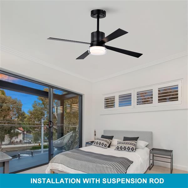 48'' Ceiling Fans with Lights and Remote,  Low Profile Ceiling Fan Flush Mount & Hang, 3000K-6500K Dimmable  LED Fan Light, White Modern Ceiling Fans with Lights for Bedroom