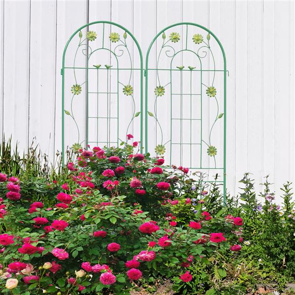 2 Pack Metal Garden Trellis 71" x 19.7" Rustproof Trellis for Climbing Plants Outdoor Flower Support Green