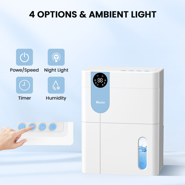 152 OZ Dehumidifiers for Home, Quiet Dehumidifier for Basement with Large Water Tank, Dehumidifiers for Bathroom Bedroom RV Closet with Auto Shut Off and Night Light【FBA发货 亚马逊禁售】