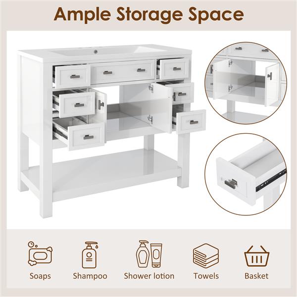 36'' Bathroom Vanity with Top Sink, Modern Bathroom Storage Cabinet with 2 Soft Closing Doors and 6 Drawers, Single Sink Bathroom Vanity