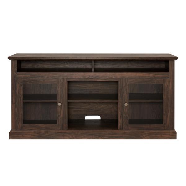 Contemporary TV Media Stand Modern Entertainment Console for TV Up to 65" with Open and Closed Storage Space, Brown, 60"W*15.75"D*29"H