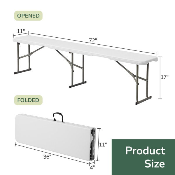 6FT Outdoor Courtyard Foldable Bench