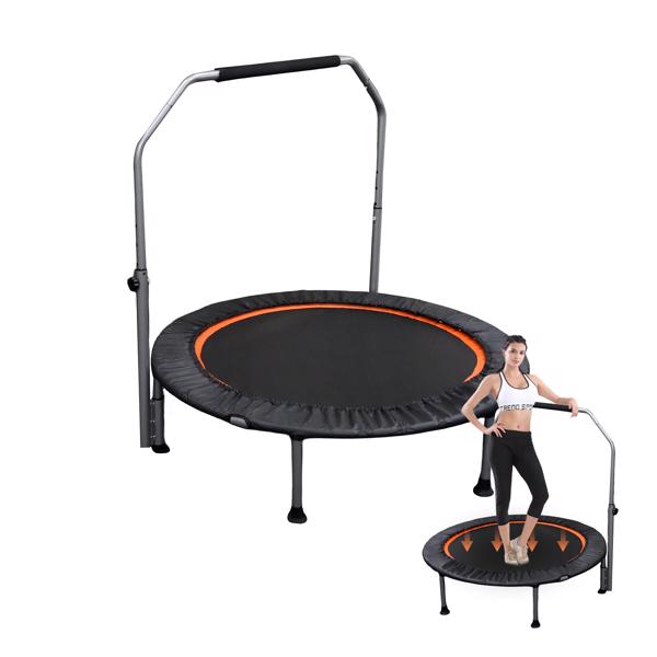 48" Foldable Mini Trampoline Max Load 330lbs/440lbs, Fitness Rebounder with Adjustable Foam Handle, Exercise Trampoline for Adults Indoor/Garden Workout