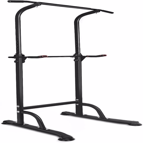 Sport Power Tower Workout Dip Station Pull Up Bar, Height Adjustable Multi-Function Dip Stand for Home Gym Strength Training Fitness Equipment