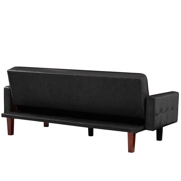 Black Convertible Double Folding Living Room Sofa Bed, PU Leather, Tufted Buttons, Suitable for Living Rooms And Bedrooms