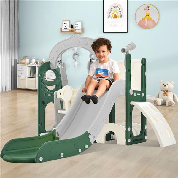 Toddler Slide and Swing Set 5 in 1, Kids Playground Climber Slide Playset with Telescope,  Combination for Babies Indoor & Outdoor