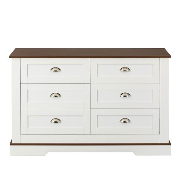 Drawer dresser cabinet,Sideboard,bar cabinet,Buffet server console,table storge cabinets,metal handle in the shape of silver shell,forDiningRoom,Living Room,bedroom,Kitchen Hallway,Color: white +brown