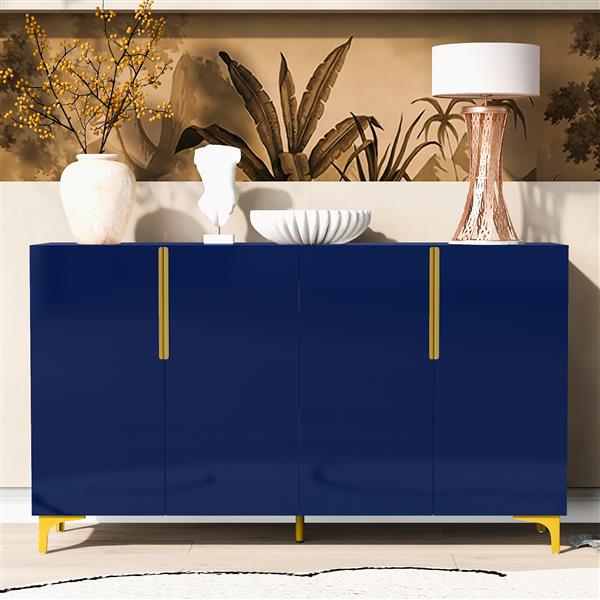 Glossy Finish Light Luxury Storage Cabinet, Adjustable, Suitable for Living Room, Study, Hallway.