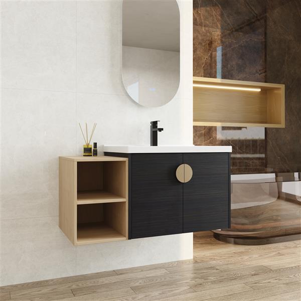 40 Inch Soft Close Doors Bathroom Vanity With Sink, and A Small Storage Shelves(BVC06328BCT-BVC07412LTK)