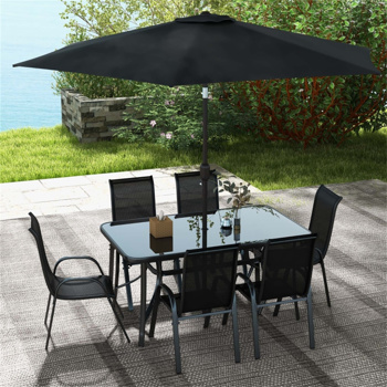 Outdoor dining table and chair package with umbrella