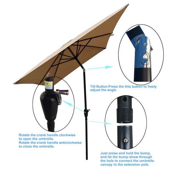 6 x 9ft  Patio Umbrella Outdoor  Waterproof Umbrella with Crank and Push Button Tilt without flap for Garden Backyard Pool  Swimming Pool Market