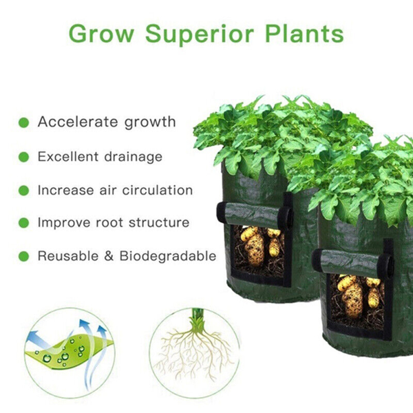 5/7/10 Gallon Grow Bags Tomato Potato Planting Bag Vegetable Planter Containers