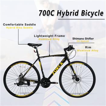 24 Speed Hybrid bike Disc Brake 700C Road Bike For men women\\'s City Bicycle