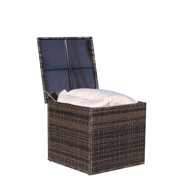 Wicker Patio Furniture Storage Box (Brown )