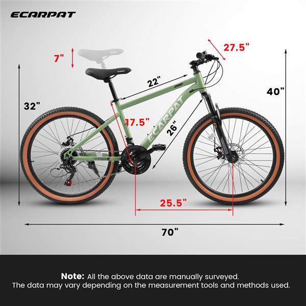 Mountain Bike 27.5 Inch Wheel, 21-Speed Disc Brakes Trigger Shifter, Carbon Steel Frame Mens Womens Trail Commuter City Snow Beach Mountain Bikes Bicycles