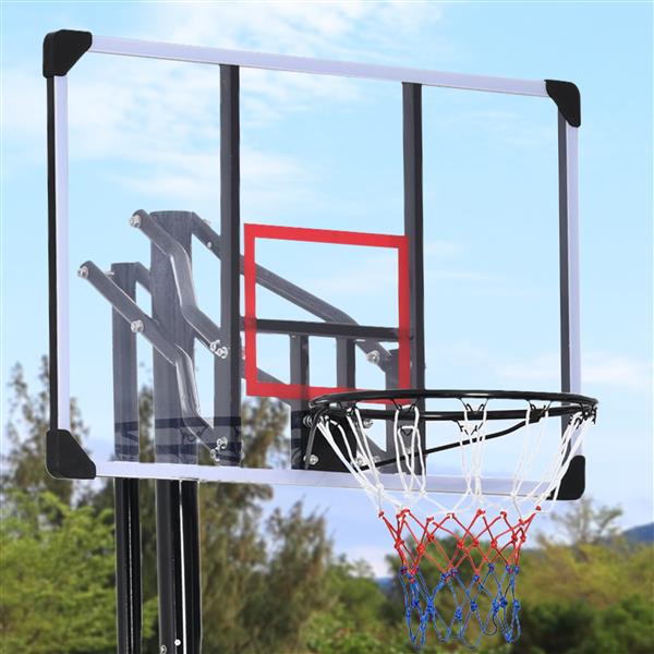 Portable Basketball Hoop & Goal with Vertical Jump Measurement, Outdoor Basketball System with 7.5-10ft Height Adjustment in 44'' Backboard for Youth/Audlt, Manual Lifting Basketball Hoop