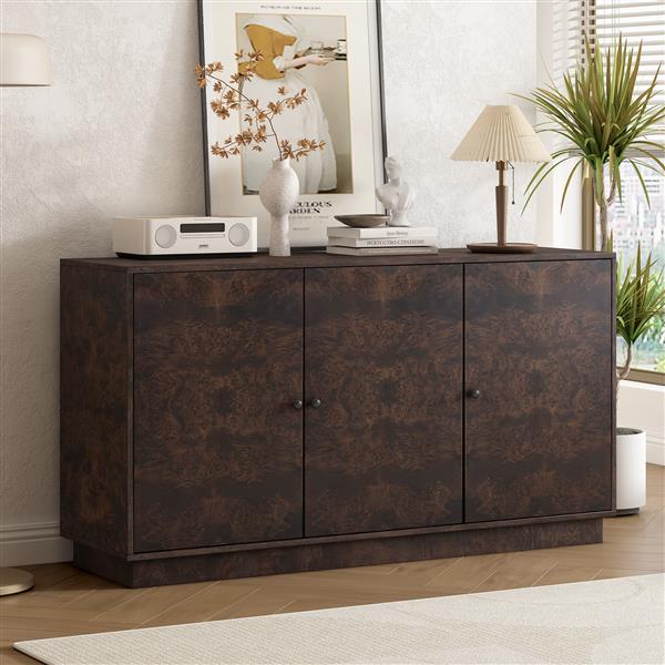 Wood Pattern Storage Cabinet with 3 Doors, Suitable for Hallway, Entryway and Living Rooms.